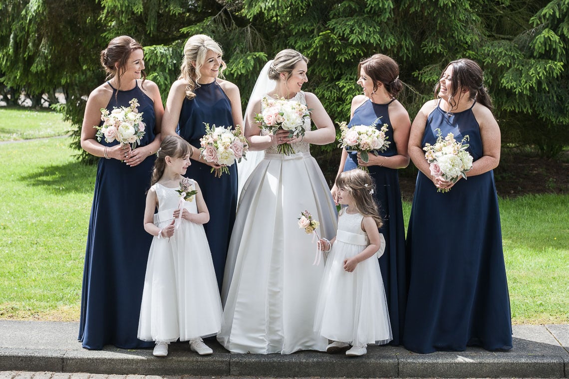 bride and bridal party group photo