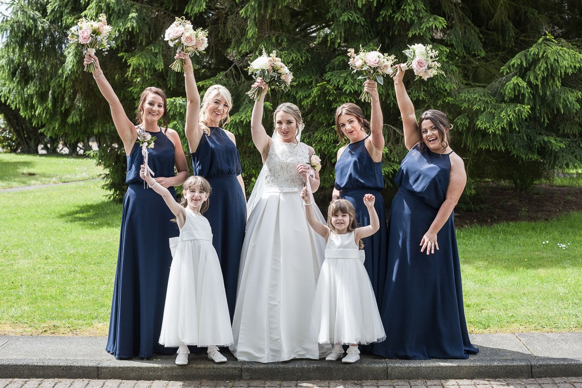bride and bridal party group photo woo-hoo