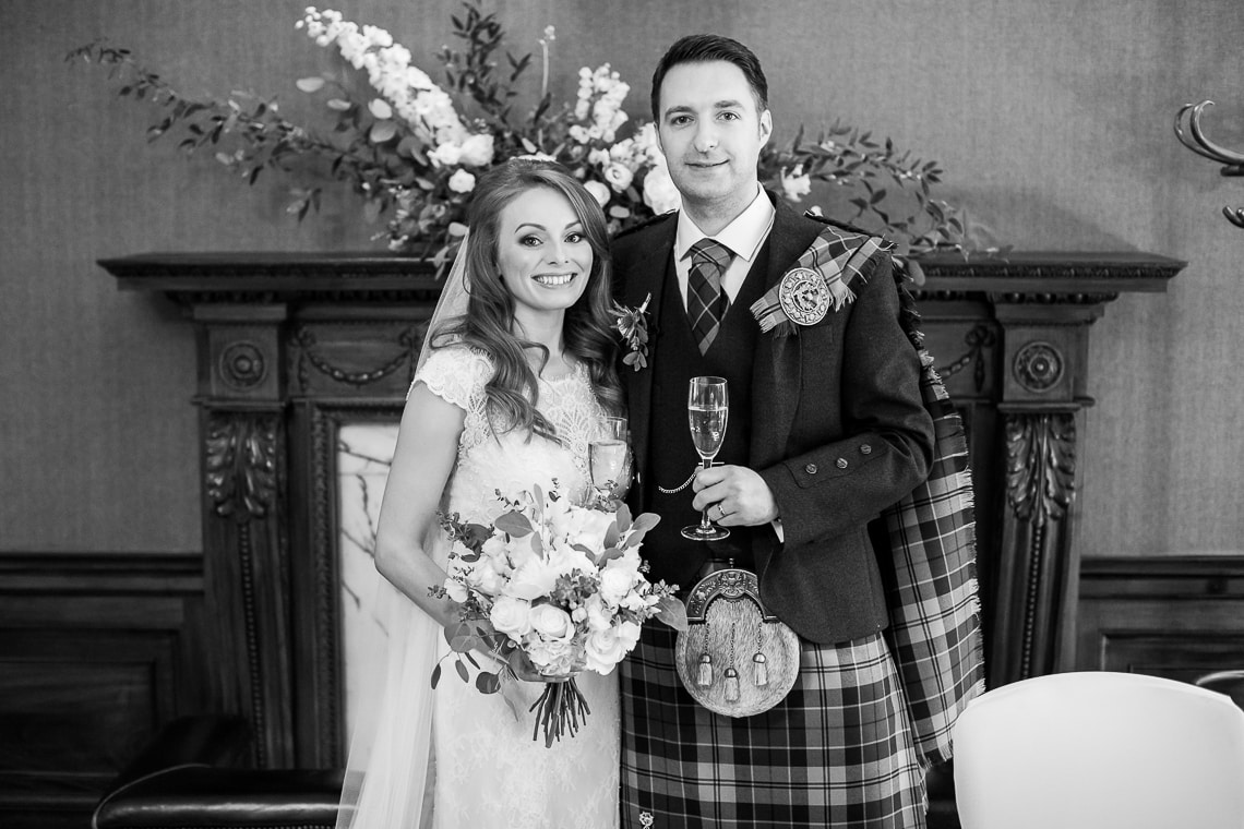 newlyweds portrait in the Library