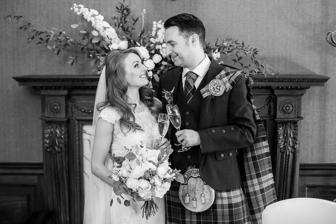 newlyweds portrait in the Library