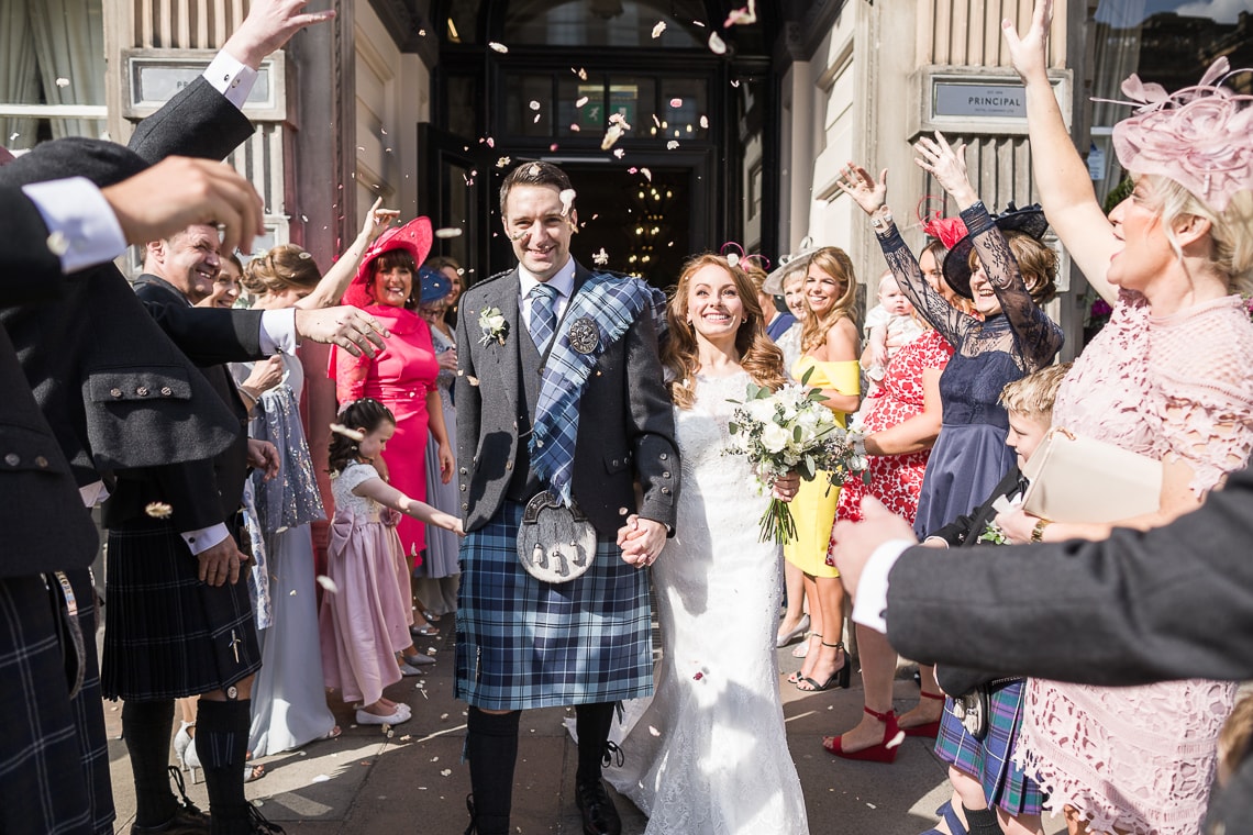 confetti shot at the entrance to the George Hotel Edinburgh