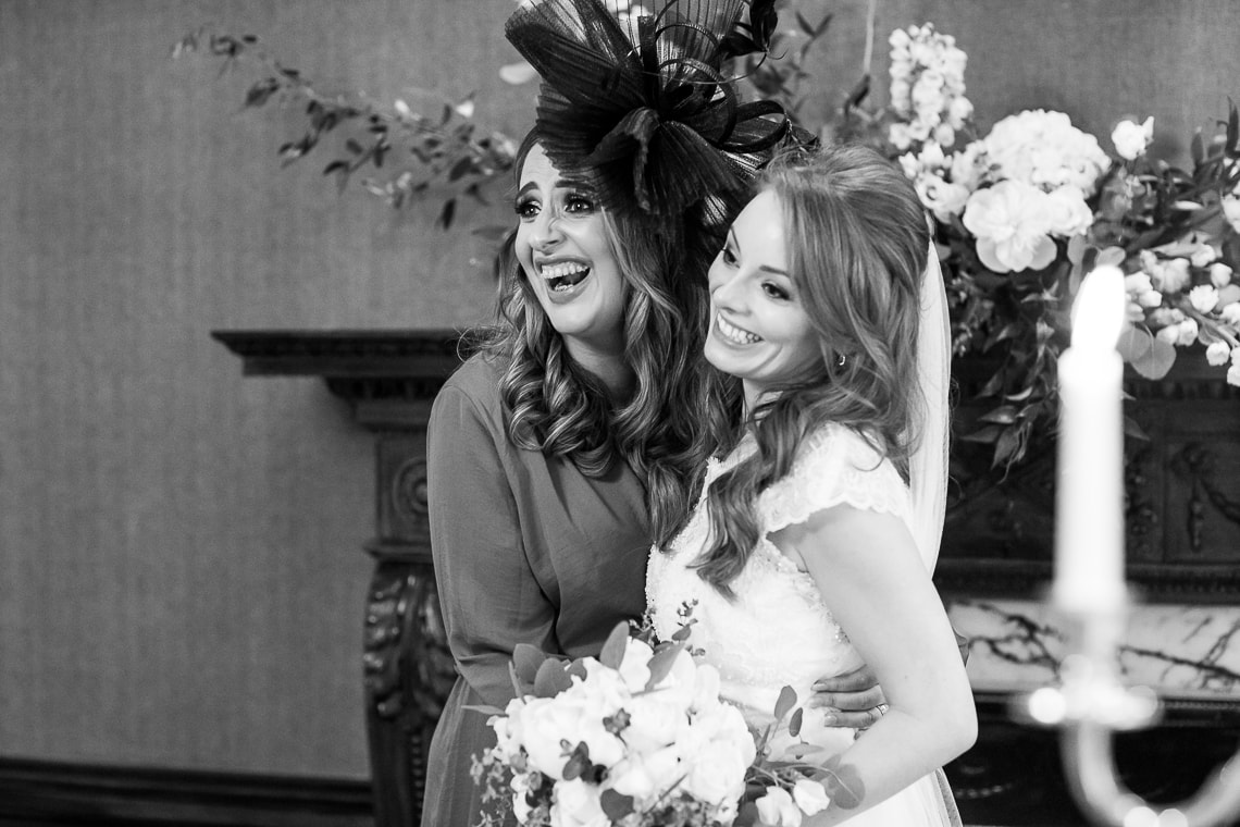 bride and guest in the Library