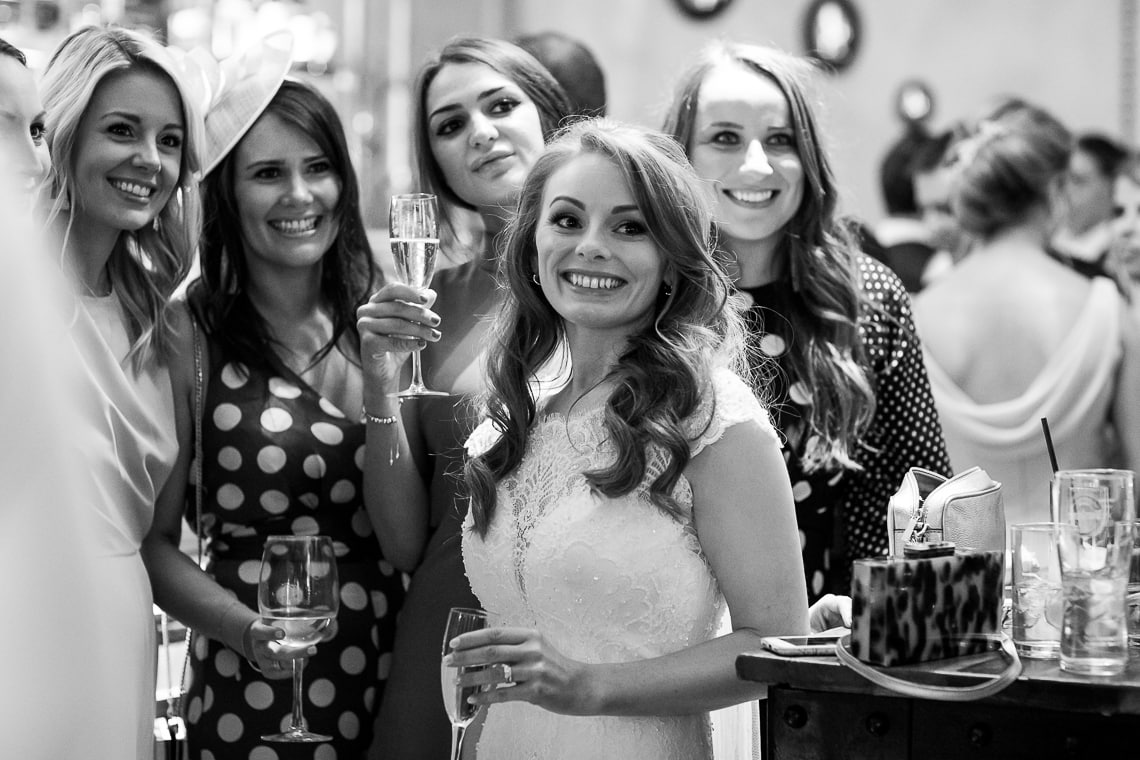 bride and girls in the Library