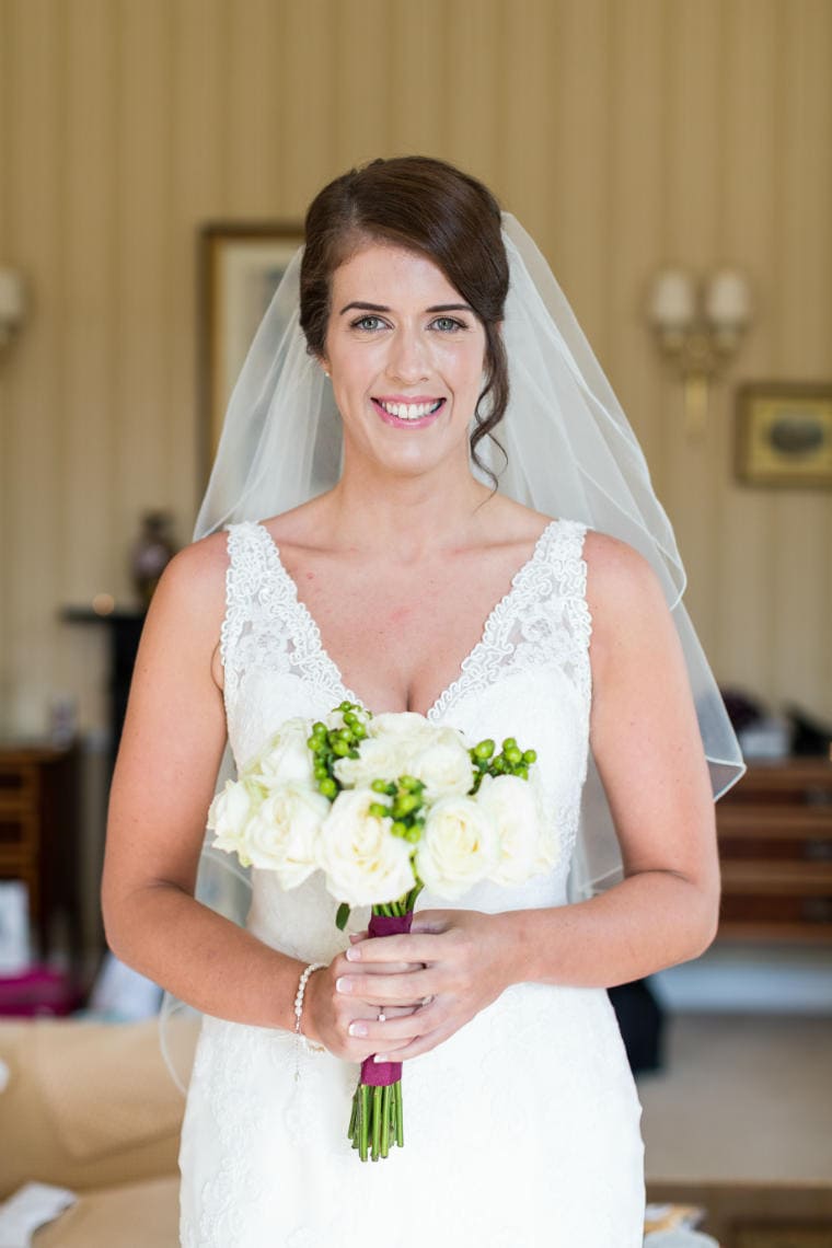 Bride Diane portrait holding bouquet