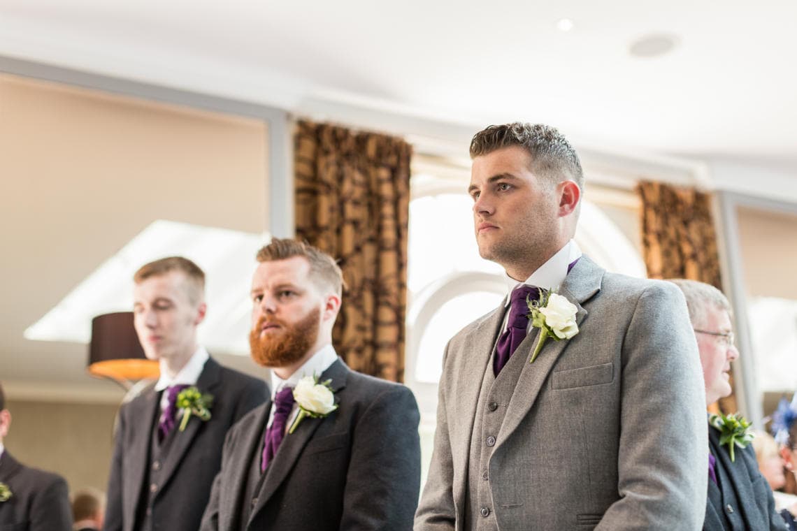 Groom and best man waiting for the Humanist ceremony to begin