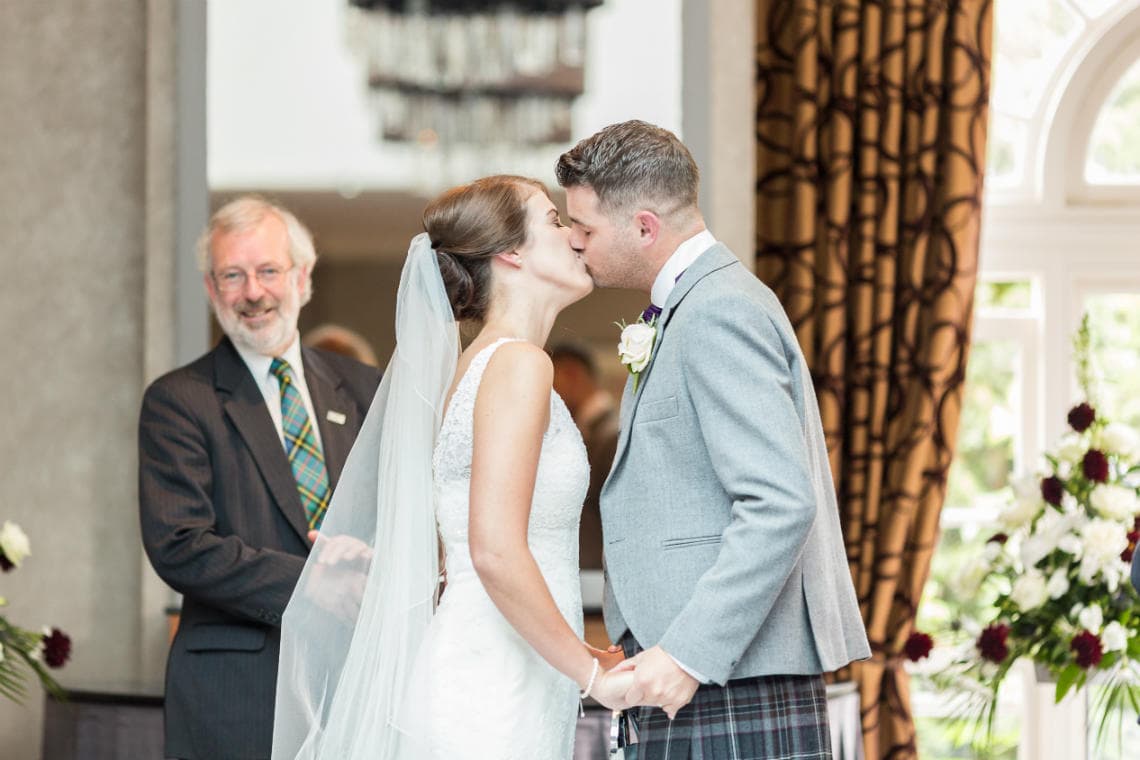 Newlyweds' first kiss