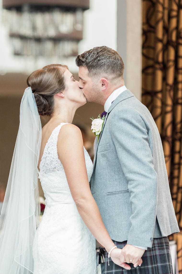 Newlyweds' first kiss