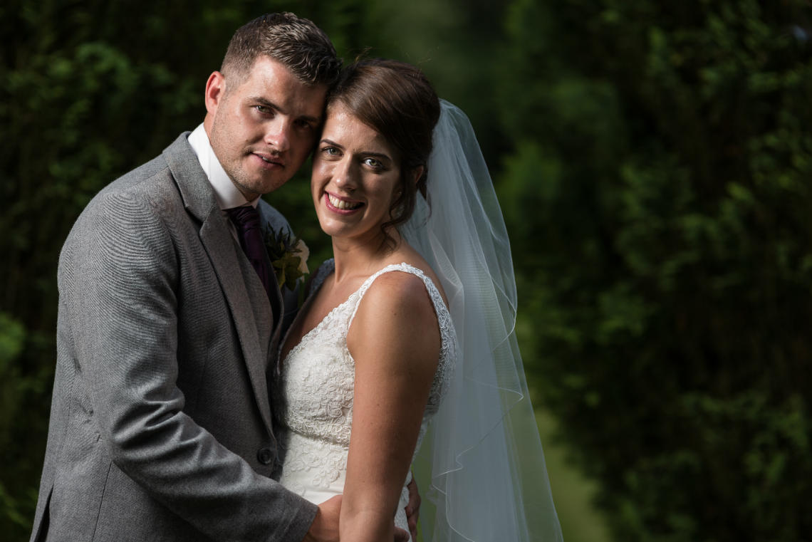 newlyweds embracing