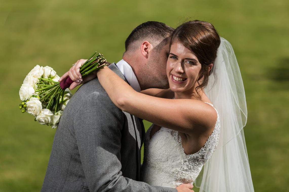 newlyweds embracing