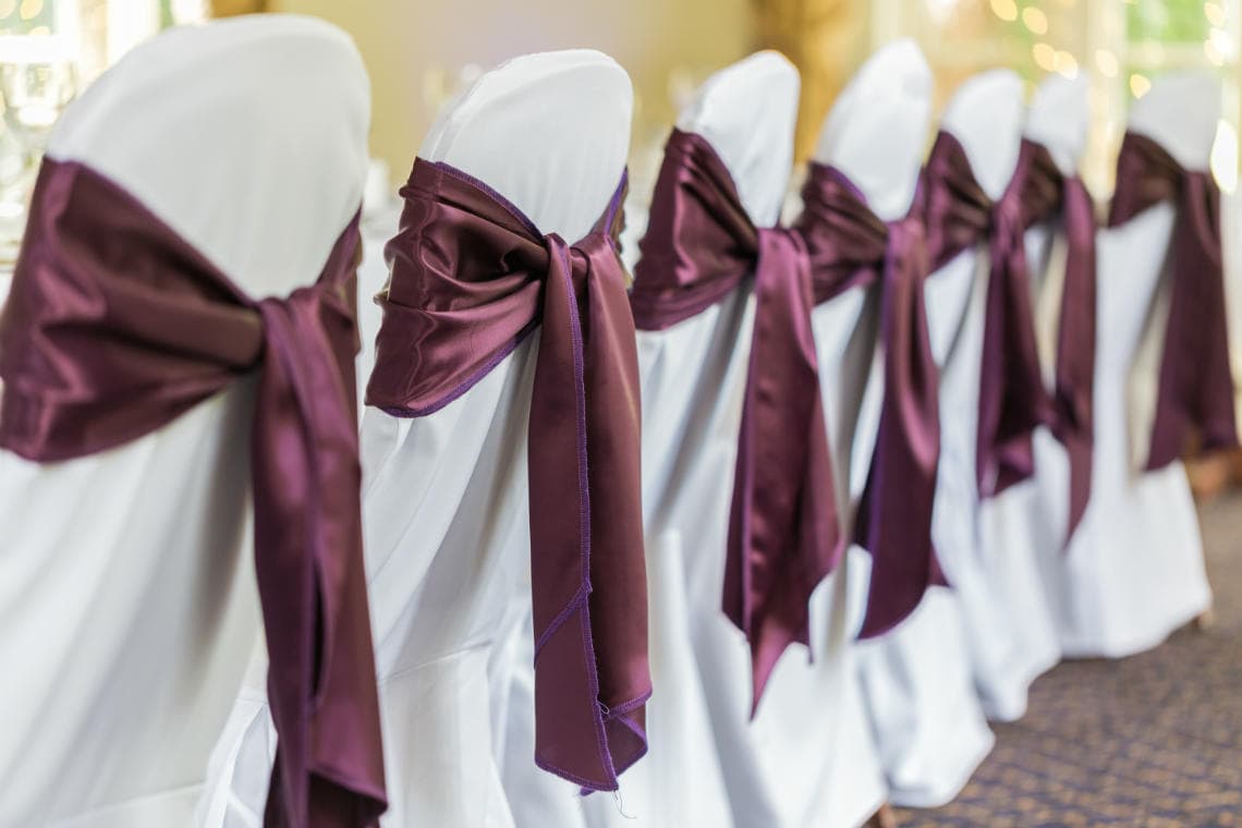 chair ribbons aubergine colour