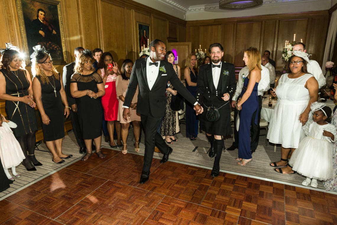 Same-sex newly-weds take to the dancefloor for their first dance