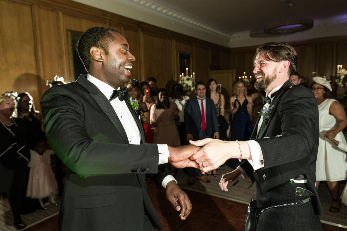 Same-sex newly-weds first dance