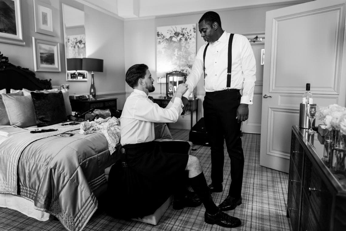 same-sex couple pre-ceremony preparations