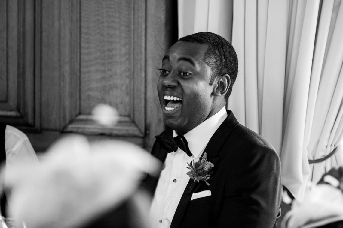 Groom during speeches in The Boardroom